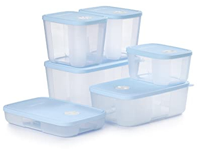 Tupperware Date, Store & Freeze Collection - Set di contenitori per alimenti da 12 pezzi, lavabile in lavastoviglie e privo di BPA, 6 contenitori + 6 coperchi)