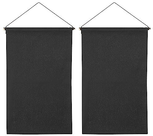 PATIKIL Enamel Pin Display Banner, 2 Pack 17 L Canvas Blank Holder Board Wall Hanging for Trading Badge Flag Collection Organizer Book Collector Case Pennant Felt Bag Box, Black
