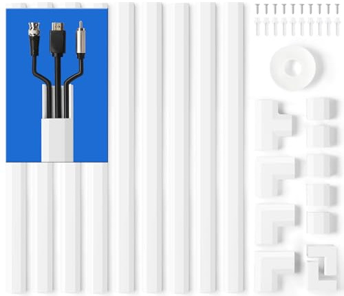 ZhiYo 3.9m Cable Trunking Kit, Paintable Mini Trunking for TV Cables | 9 x L430mm W30mm H15mm, White Self Adhesive Wire Hiders for Wall, Cord Concealer for Home Office