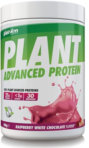 Per4m Plant Protein, Proteína Vegetal, Digestión Ligera, Apoyo Muscular, Ideal Para Entrenamientos Fitness Y Nutrición Diaria Con Base Vegetal Para Rendimiento Óptimo – Raspberry White Chocolate, 900g