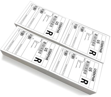 KIMMOR Fanfold 4 x 6 direkta termiska fraktetiketter perforerade FBA streckkodsadressetiketter, 1 000 etiketter, vita postetiketter kompatibla med Rollo och Zebra skrivbordsskrivare