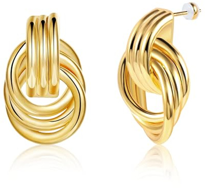ALEXCRAFT Knot Statement Örhängen Guld Small Chunky Drop Earrings 14K guldpläterade örhängen Present för kvinnor Flickvän Mamma Tjej