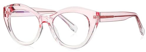 WxuuLTGJR Brillengestelle für Damen, Farbverlauf, Katzenauge, Brillengestell, Scharnier, Titan-Brillengestell, transparentes Brillengestell