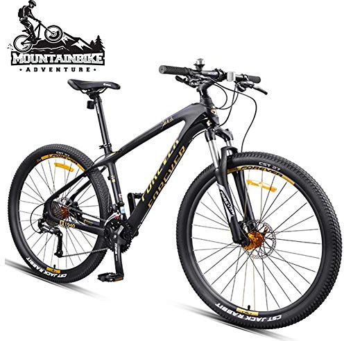 27,5-Zoll-Mountainbikes für Erwachsene und Herren, Hardtail-Trailbike, geländegängiges, rutschfestes Mountainbike mit Vorderradfederung und hydraulischer Scheibenbremse, Carbonfaserrahmen, Schwarzgo