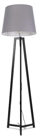 ValueLights | Black Wood Tripod Floor Lamp with Grey Tapered Fabric Lampshade Living Room Light | Floor Lamps, Home Décor & Improvement Essential