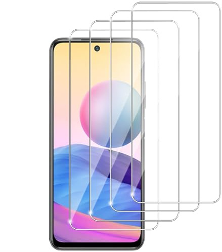 Dlxiks Protector de Pantalla para Xiaomi Redmi Note 10 / Note 10 5G / Xiaomi Poco M5s, Cristal templado Antiarañazos, Dureza 9H, Sin Burbujas, HD Transparente, 4 Unidades