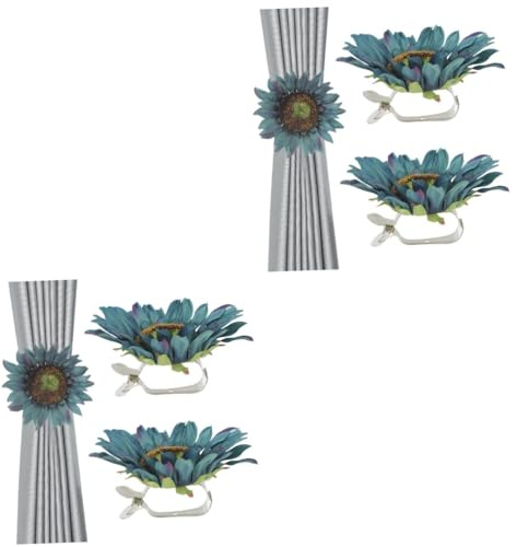 TOPPERFUN 4pièces Clips De Rideaux Forme De Tournesol Embrasses Décoratives pour Draperies Pince à Rideaux Pratique Et Facile à Utiliser