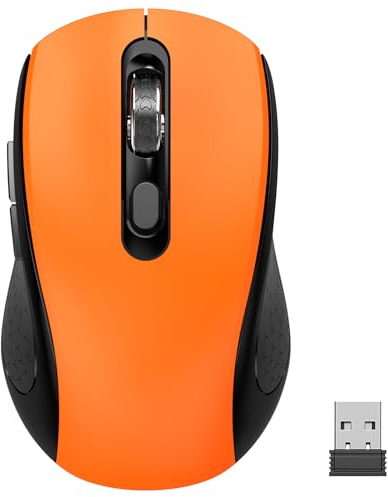 SHUNJINRUN Ergonomic 6 Button Silent Wireless Side Key Mouse OrangeNo Light