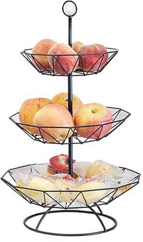 Fruit Basket For Kitchen 3-Tier Geometric Fruit Organizer Basket