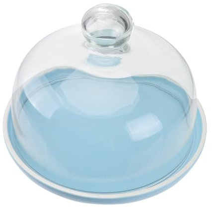 IMIKEYA 1 Set Matte Fruit Disc Pastry Platter Cake Stand Cupcake Clear Pop Decorative Mirror Decorating Cheese Bread Cake Dome Sky Lid Food Cheese Plate Plateau Board Display Blue Ceramics