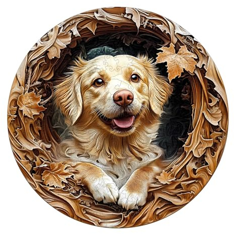Hakumata Holzpuzzle Erwachsene Hund Golden Retriever- 200 Teile holzpuzzle Geschenkbox, Einzigartige Puzzle Geschenke für Puzzleliebhaber,Wanddekoration und Geschenk für Freunde und Familien