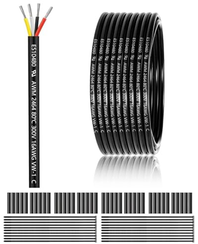 16 AWG 4x1,5 mm² 4 Adriges Kabel 30m, 1,5 mm² 4 Adrig Elektrischer Draht | Verzinntem Kupfer PVC 4 Adrige Elektrikkabel für DC 12V/24V, LED Beleuchtung, Verlängerungskabel, kfz usw, CE Zertifizierung