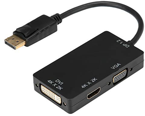 Ylwxzenith 3 en 1 Adaptador multifunción, displayport a/vga/dvi Converter Cable, resolución 4KX2K Ultra HD, Shell de PC con blindaje de 4 Veces, Chip Incorporado para Usar fácilmente