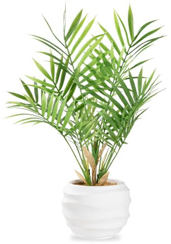 ZENIDA Artificial Plants, Areca Artificial Palm Tree, Tropical Hawaiian Green Fake Plant for Bedrooms, Offices, Gardens, Weddings, Parties, Desk, 40cm Tall