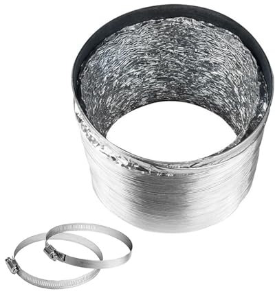 HIFRQVVC Aluminiumrohre, Kondensator-Lüftungsschlauch mit 2 Edelstahl-Klemmen, für Wäschetrockner, Dunstabzugshaube und Kulturzelt (4 m, 100 mm)