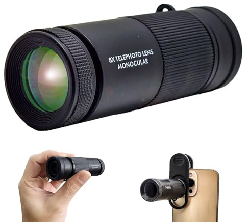 FotoZ 8X Monocular Telescope for iPhone & Android and Most Smartphone, with 8X Optical Zoom Telephoto Lens & 17mm Universal Phone Clip & Storage Bag