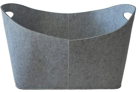 Kaminholzkorb aus Filz mit Holzrahmen – Stilvoller Kaminholzhalter für effiziente Lagerung und einfachen Transport (Farbe: Grau)