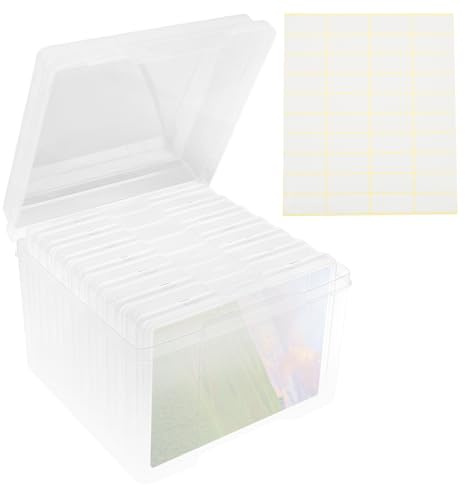 Caja de almacenamiento para fotos con 7 soportes para fotos, organizador de fotos, transparente, para tarjetas, fotos, sellos de semillas (transparente)