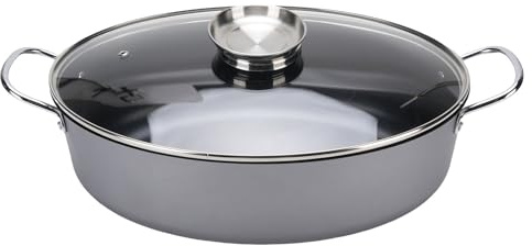 Pongnas Olla Grande Antiadherente Ovalada para Cocinar Pescado Al, Olla Multifuncional con Material de Acero Al Carbono para Uso Doméstico y de Cocina