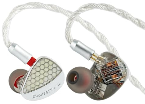 Linsoul Kiwi Ears Orchestra II 10BA In Ear Monitor Professionale,Cuffie IEM con Cavo HiFi con Equilibrio Tonal Superlativo,Alloggiamento Artigianale per Tutti gli Individui e Generi Musicali (Argento)