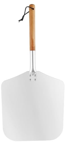 Opatiny Aluminum Pizza Peel with Wood Handle 14 x 12 Inch Cake Lifter Spatula for Pizzas and Baked Goods