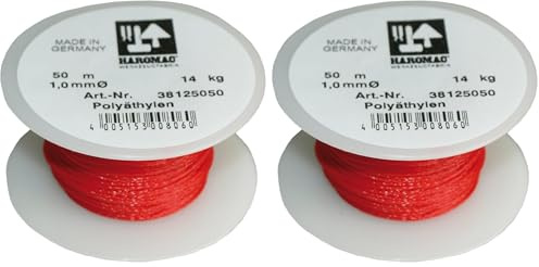 Haromac Maurerschnur, 1 mm x 50 m, rot, 38125050 (Packung mit 2)