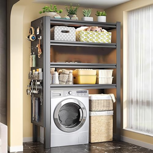 Étagère pour machine à laver à tambour, étagères réglables en métal pour charges lourdes, étagère sur machine à laver, économiseur d'espace, organisateur de gain de place pour étagère à linge (183 cm