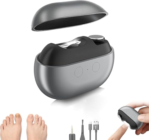 Easy Clip Smart Nail Clipper 2026 for Seniors – 3-in-1 Electric Nail Trimmer with LED Light & 2 Speeds, Painless Rechargeable Toenail Care Tool for Thick Nails, Arthritis & Low Vision (Gray)
