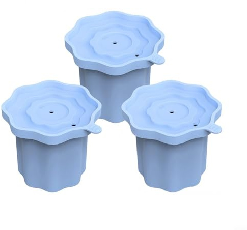 Nexbrill Silicone Ice Cube Trays for Owala 24oz Bottle: 3-Pack for molds with Lids, Easy Release Round Ice for Rapid Cooling in Coffee, Cocktails and Whiskey, 7.4x8.5cm(3-Pack Light Blue)