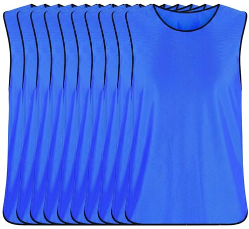 Striegro 10-pack vuxna pinnies, andningsbara fotbollspinnies lätt fotbollsväst för lagsport, mörkblå, en storlek passar de flesta vuxna.