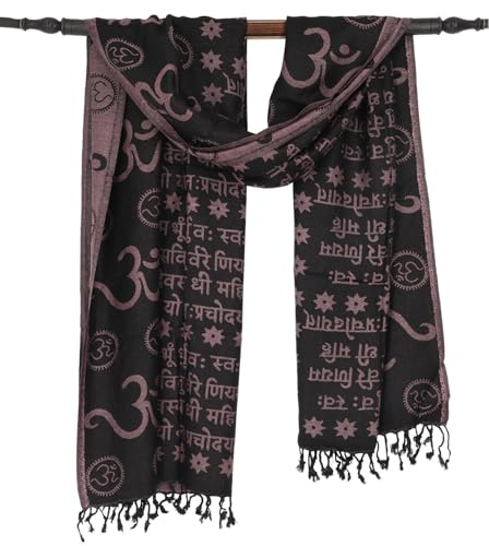 Pashmina Viskose Schal/Stola mit OM Muster, weich | Seidig weicher Schal, beidseitig tragbar, Unisex, 100% Viskose, vielseitig kombinierbar, elegantes Accessoire.