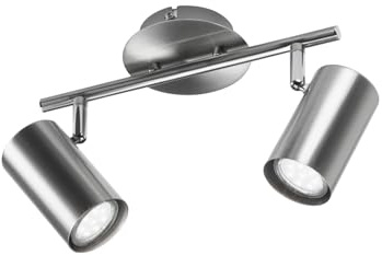 meineWunschleuchte Decken-Strahler 2-flammig mit schwenkbaren Spots | Breite 32,5cm, mit 2x GU10 LED, aus Metall in Silber, zeitloses Design, präzise Lichtausrichtung, Deckenlampe Flur