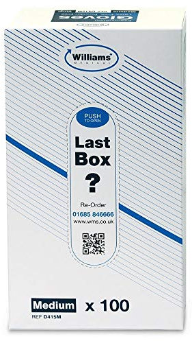 Merlin Medical Williams Synthetic Powder-Free Latex-Free Examination Gloves Medium x 100 (Pack Of 2) D415M