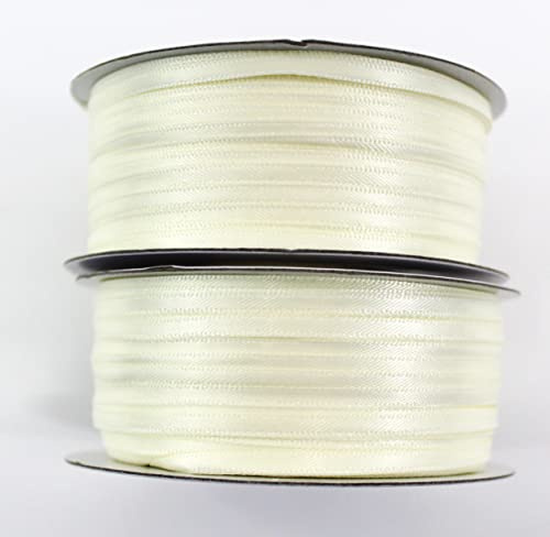 CaPiSo 200m Satinband 3mm Schleifenband,Geschenkband,Dekoband,Satin Hochzeit,Weihnachten (Creme)