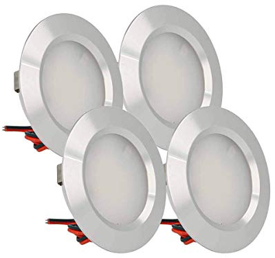 LEDLUX 4 Stück Mini LED Downlight Runde schlanke 3W DC 12V 24V Loch 50mm für Lichter Küche Badezimmer Camper [Energieeffizienzklasse A ++] (Silber-, 6000K)