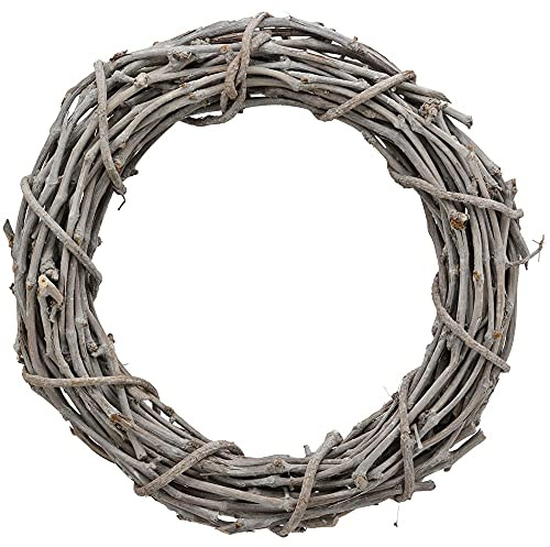 matches21 Deko Kranz Türkranz Tischkranz aus Rattan grau gewickelt Holz Naturmaterial 1 STK - Ø 50x11 cm