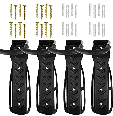 Soporte de Pared para Bici Soporta,Ganchos de Pared para Bicicleta,Soporte Vertical de Pared para Bicicleta,Ahorro de Espacio,para El Hogar,Garaje,4 Unidades,(Negro)
