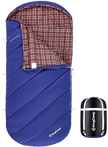 KingCamp Deckenschlafsack Freespace 250 Winter Schlafsack Breit Baumwolle -8°C Deep Sky Blue