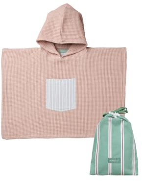 molis&co. Badponcho för barn 5-6 år. Ränder Strandhandduk med huva Lätt och kompakt badrock för barn. OEKO-TEX 100