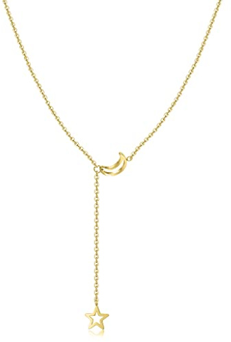 MARLION JEWELS Kette für damen mit einem Mond und einem Stern. Halskette aus vergoldetem/versilbertem Chirurgenstahl ideal als Geschenk. Schmuck Damen