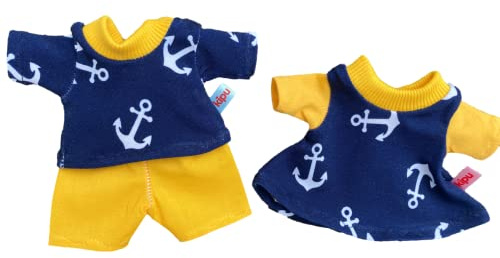 Puppenkleidung mini Gr. 20 cm passend für Kuscheltier Äffchen maritim Marine Anker Kleidung Teddy Bär Handmade
