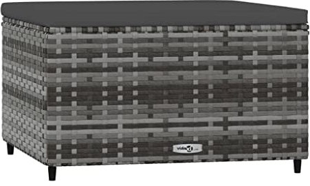 vidaXL Gartenhocker, Sitzhocker mit Kissen Stahlrahmen, Modular Hocker für Garten Terrasse, Fußhocker Gartenmöbel, Grau Poly Rattan