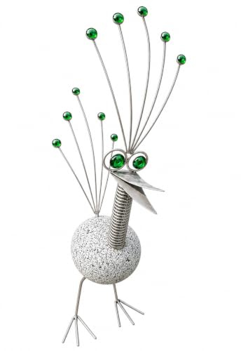 Edelstahl Vogel, Steinvogel 90cm Granitvogel Wippvogel Windspiel (grün)