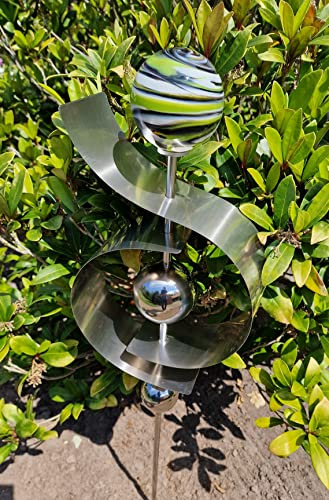 Jürgen Bocker Garten-Ambiente Gartenstecker Glaszauber Jupiter Verde 100 cm aus Edelstahl matt gebürstet mit Einer Glaskugel in Verde