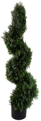 Leaf Artificial Boxwood Tower Tree Topiary Spiral Twist Metal Top Leaf Design UK