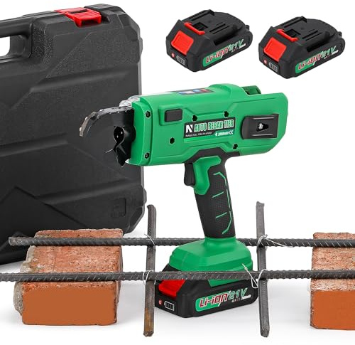 NEWTRY Lieur fil fer d'armatures Professionnel Automatique Pince à Ligature sur Batterie pour Barres d'acier de 0,3'' ~ 1.33'' (7~34mm), avec 2 Batteries 4,0 Ah et Chargeur Rebar Tier Tying Tool