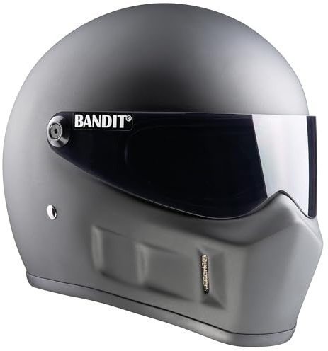 Casco de Moto Integral BANDIT Super Street II Negro Mate Visor Tintado Streetfighter Custom Biker Style Dull Black Motorcycle Helmet SSMB (L)
