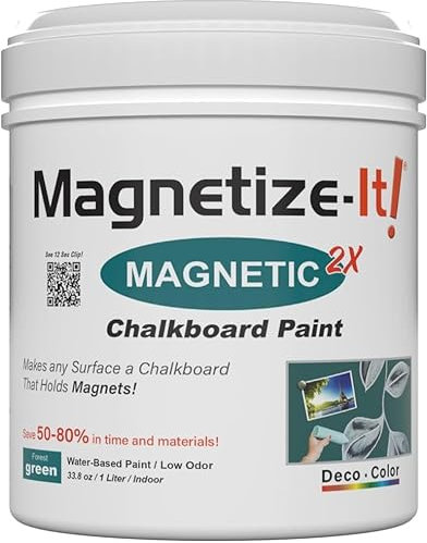 Magnetize-It! Magnetfarbe extra stark & überstreichbar für Kreide & Magnet (grün, 1000ml) - Tafelfarbe magnetisch für ca. 3 qm Wand - magnetische Wandfarbe geeignet - Wand Tafellack