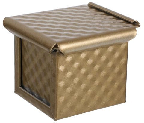 ABOOFAN Mini Square Loaf Pan with Lid, Pullman Toast Box Aluminum Bread Baking Mold Cube Non-Stick Corrugated Bread Pan Bakeware Bread Toast Mould with Cover for Home Baking Golden