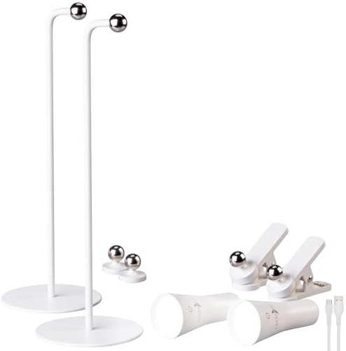 Lunartec Akkuleuchten: 2er-Set 4in1-Akku-Tisch-, Wand-, Klemm- und Taschenlampe, 3 Modi, weiß (Leselampe Bett Wand, Akku-Schminklicht, Kabel)
